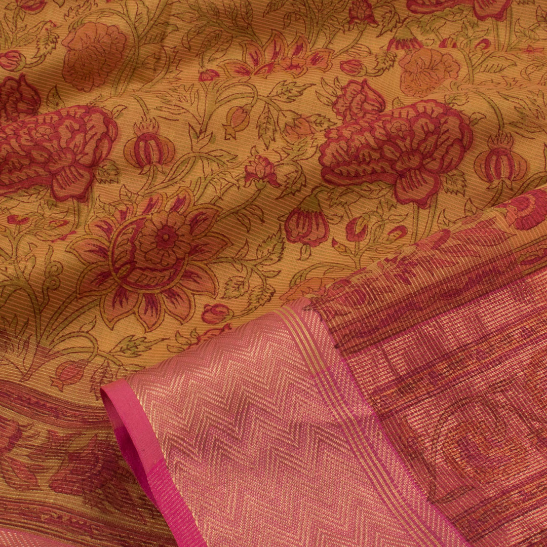 Hand Block Printed Maheshwari Silk Cotton Saree 10054156