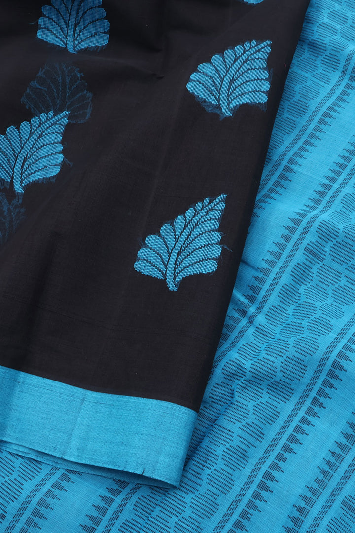 Black Handwoven Kanchi Cotton Saree 10059652