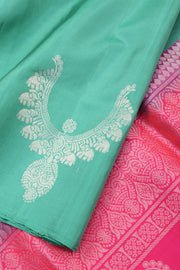 Jade Green Borderless Kanjivaram Soft Silk Saree 10059797