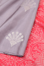 Metal Grey Borderless Kanjivaram Soft Silk Saree 10059800