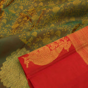 Crocodile Green Pure Zari Nakashi Kanjivaram Silk Saree 10057032