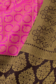 Hot Pink Pure Zari Korvai Kanjivaram Silk Saree 10058734