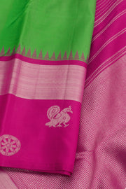 Parrot Green Pure Zari Korvai Kanjivaram Silk Saree 10059190
