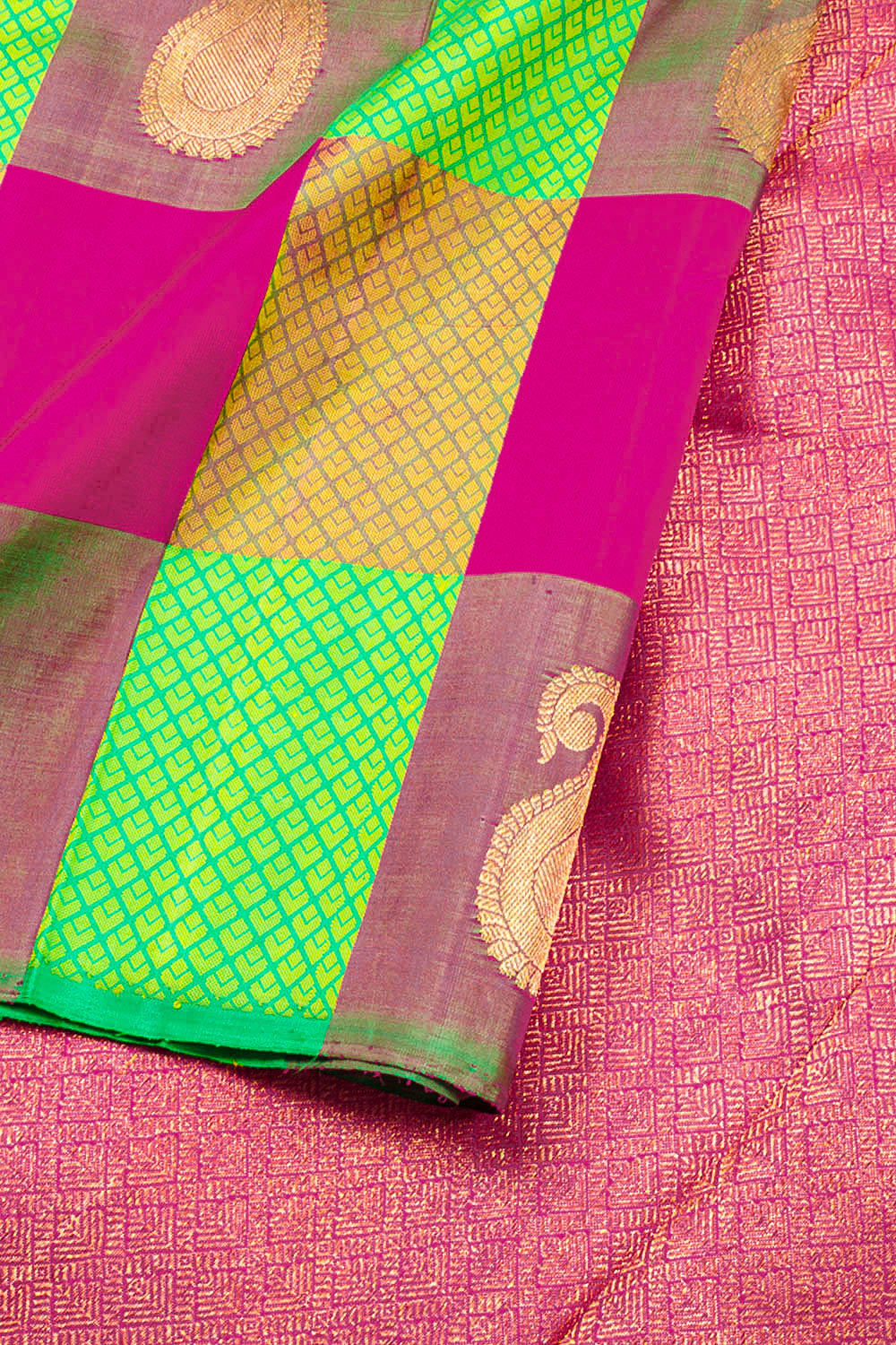 Multi colour Pure Zari Borderless Kanjivaram Silk Saree 10060057