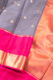 Cool Grey Handloom Pure Zari Korvai Kanjivaram Silk Saree 10060077