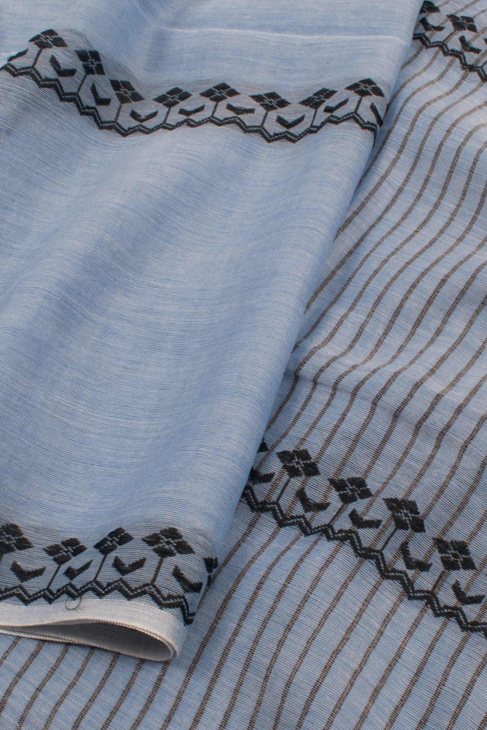 Bluish Grey Bengal Cotton Saree 10059308