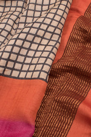 Hand Block Printed Tussar Silk Saree 10059323