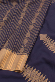Navy Blue Bengal Cotton Saree 10059327