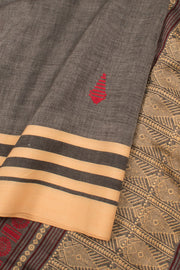 Elephant Grey Bengal Cotton Saree 10059330