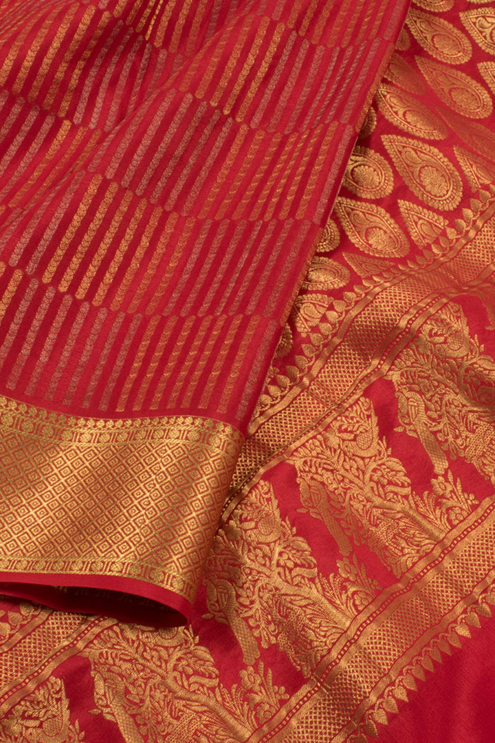 Rufous Red Mysore Crepe Silk Saree 10059429