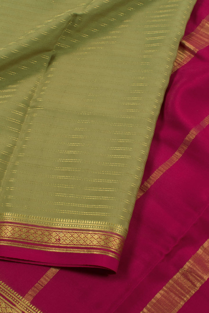 Mehendi Green Mysore Crepe Silk Saree 10059435