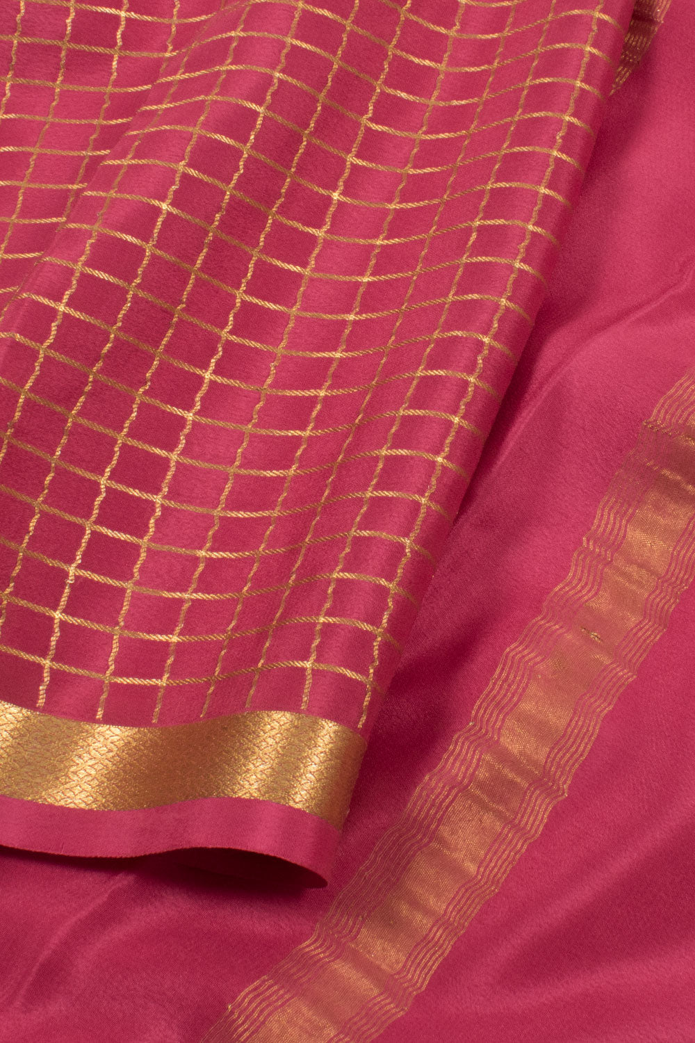 Reddish Pink Mysore Crepe Silk Saree 10059439