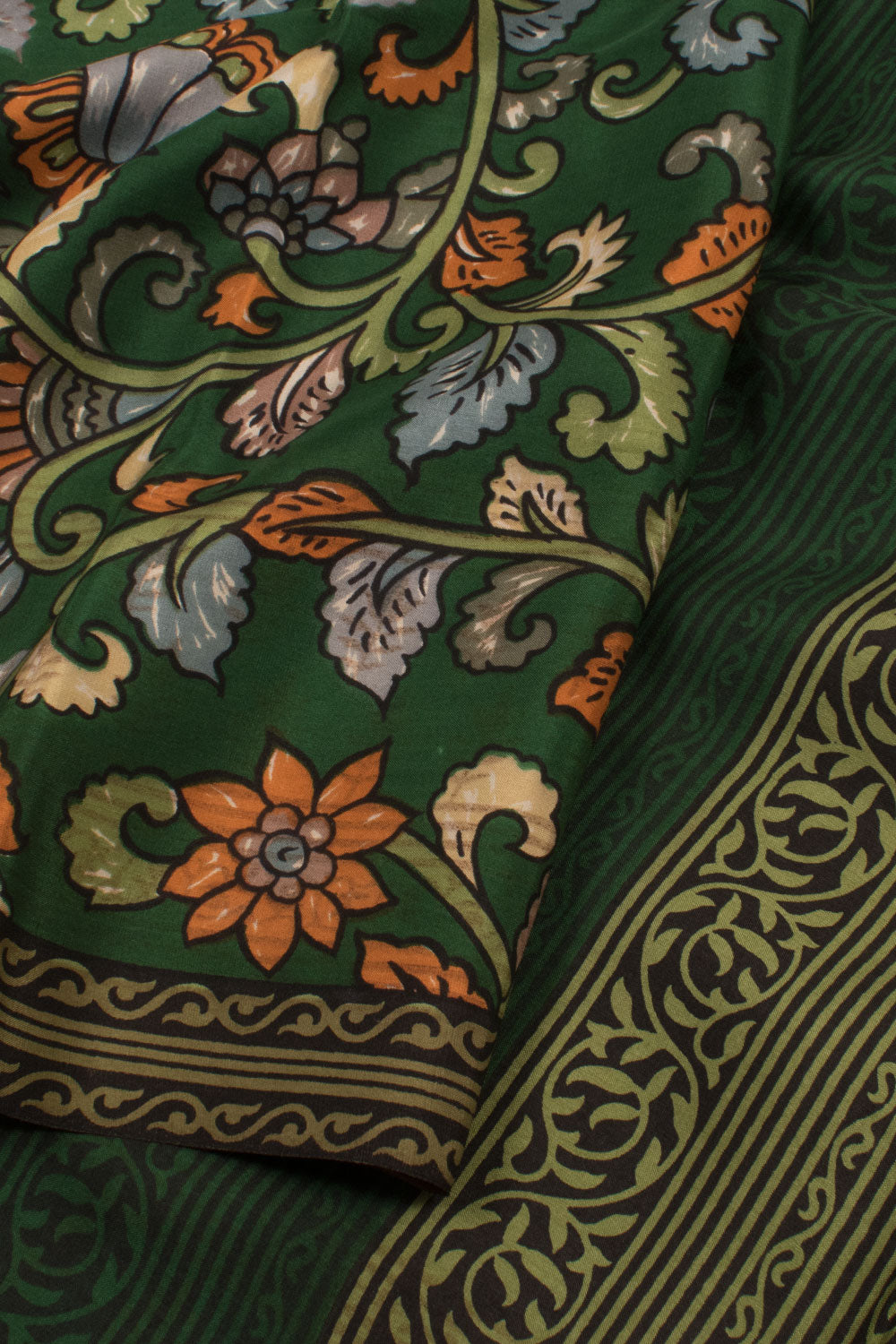 Forest Green Printed Mysore Crepe Silk Saree 10059444