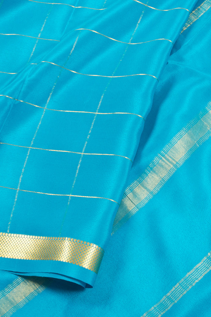 Dodger Blue Mysore Crepe Silk Saree 10060228