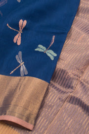 Ink Blue Handloom Chanderi Silk Cotton Saree 10059679