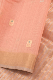 Pastel Peach Handloom Chanderi Silk Cotton Saree 10059684