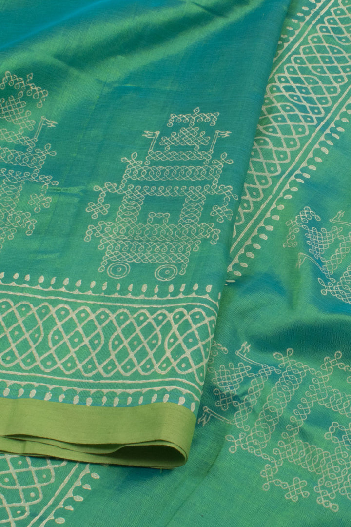 Hand Block Printed Silk Cotton Saree 10058539