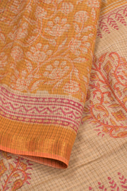Hand Block Printed Khadi Cotton Saree 10059305