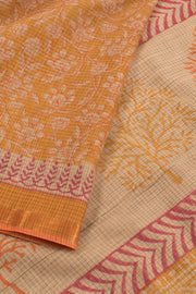 Hand Block Printed Khadi Cotton Saree 10059306