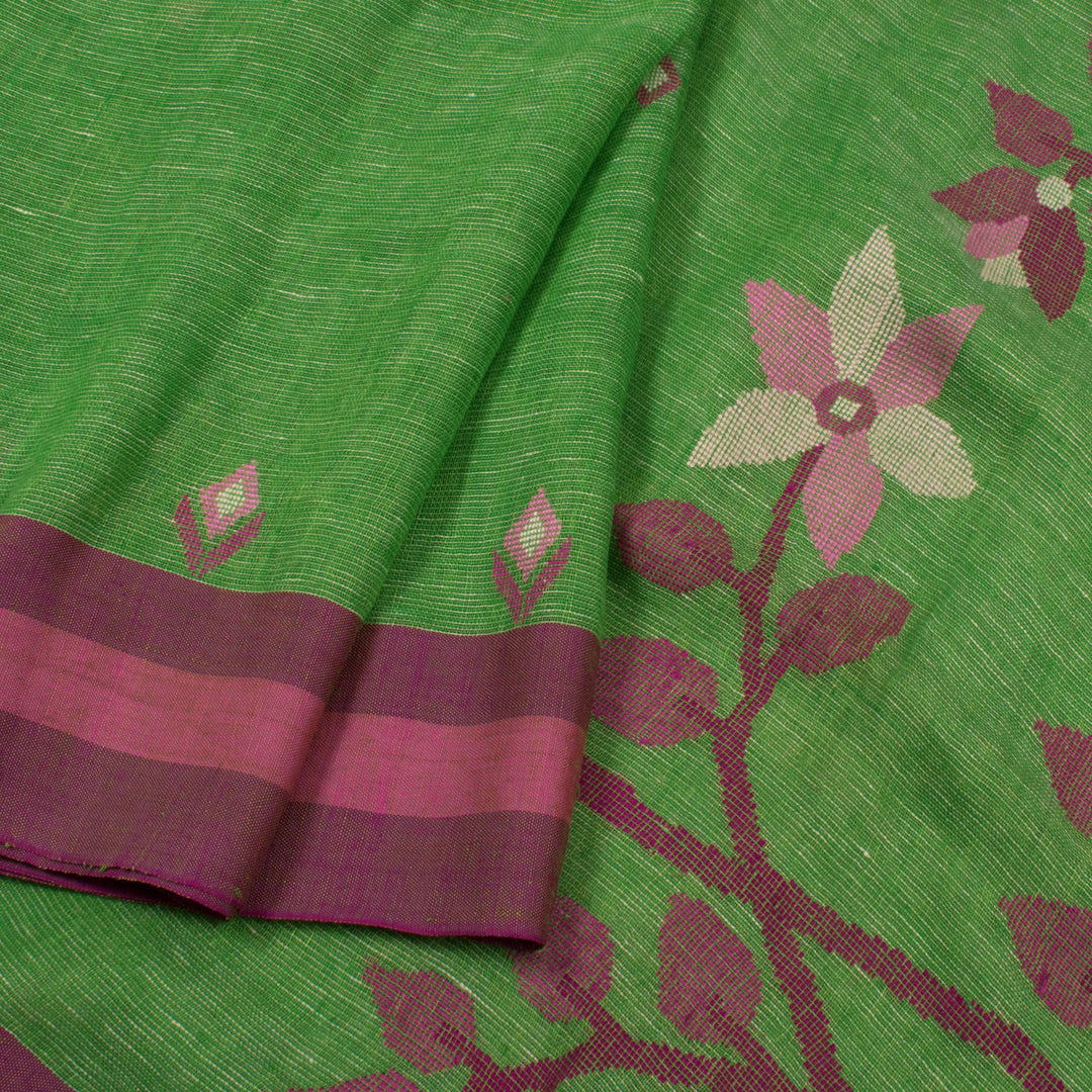 Handloom Bengal Jamdani Linen Saree 10055195