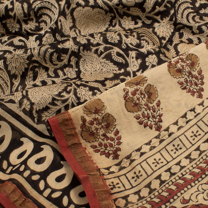 Hand Block Printed Chanderi Silk Cotton Saree 10055981