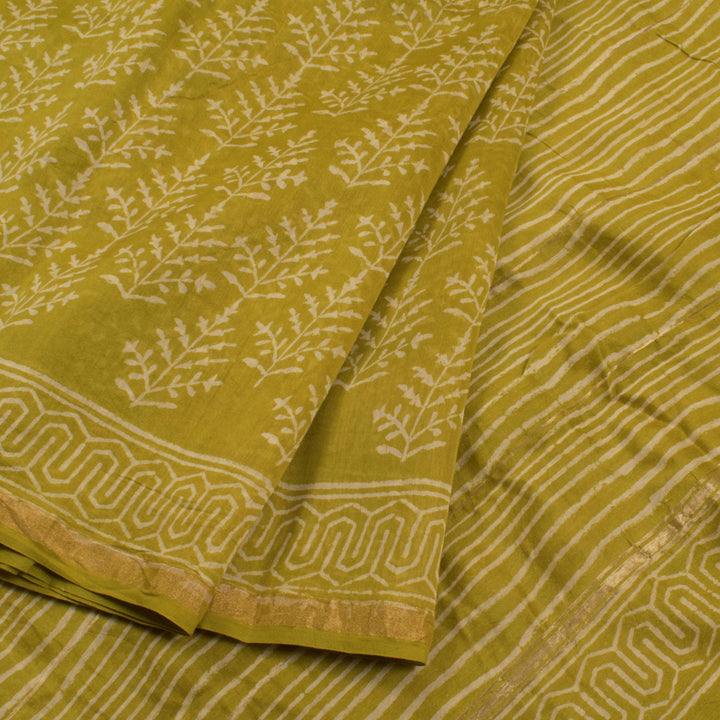 Dabu Printed Chanderi Silk Cotton Saree 10055984