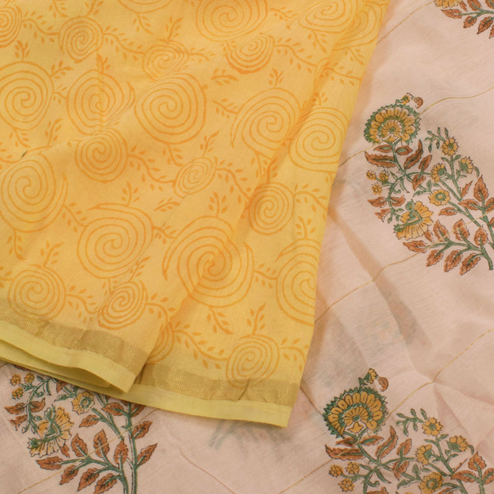 Hand Block Printed Chanderi Silk Cotton Saree 10056721