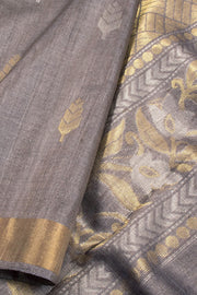 Silver Grey Chhattisgarh Tussar Silk Saree 10059705