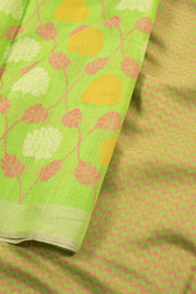 Lime Green Chhattisgarh Tussar Silk Saree 10059706