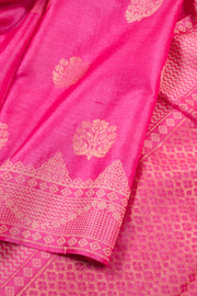 Rose Pink Chhattisgarh Tussar Silk Saree 10059712