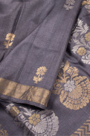 Grey Chhattisgarh Tussar Silk Saree 10059716