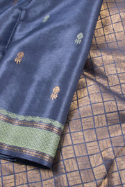 Midnight Blue Chhattisgarh Tussar Silk Saree 10059718