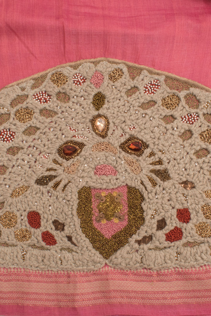 Hand Embroidered Tussar Silk Saree 10058424