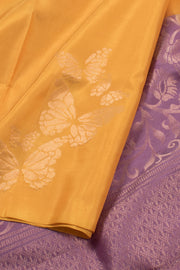 Butter Yellow Handloom Borderless Kanjivaram Soft Silk Saree 10059460