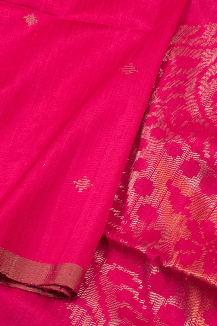 Hot Pink Handloom Kanjivaram Dupion Silk Saree 10059465
