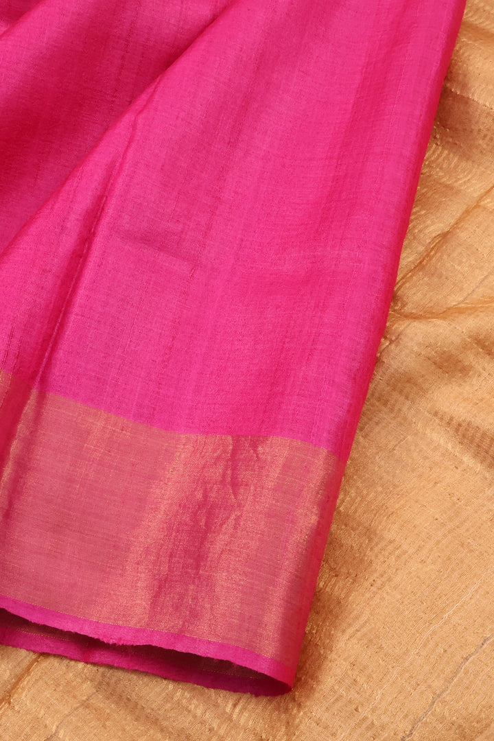 Candy Pink Handloom Tussar Silk Saree 10059491