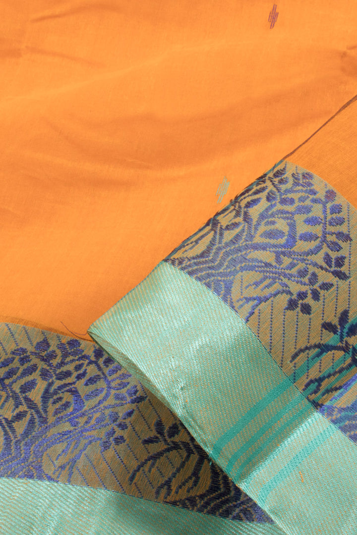 Tangerine Orange Bengal Tant Cotton Saree 10059775