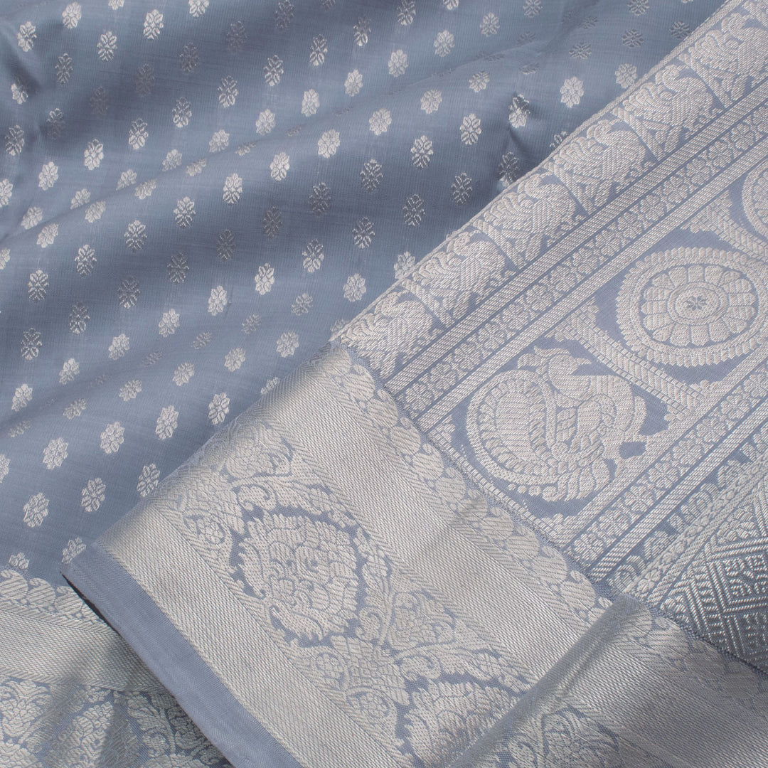 Handloom Pure Zari Bridal Kanjivaram Silk Saree with Floral Motifs and Paisley Border