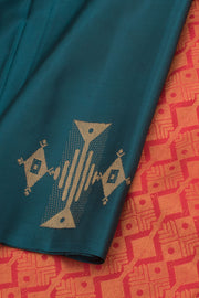 Dark Teal Pure Zari Kanjivaram Silk Saree 10058952