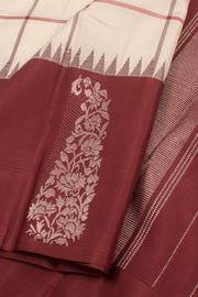 Cream Pure Zari Korvai Kanjivaram Silk Saree 10059025
