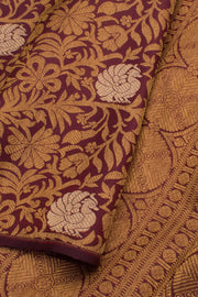 Maroon Pure Zari Borderless Bridal Jacquard Kanjivaram Silk Saree 10059220