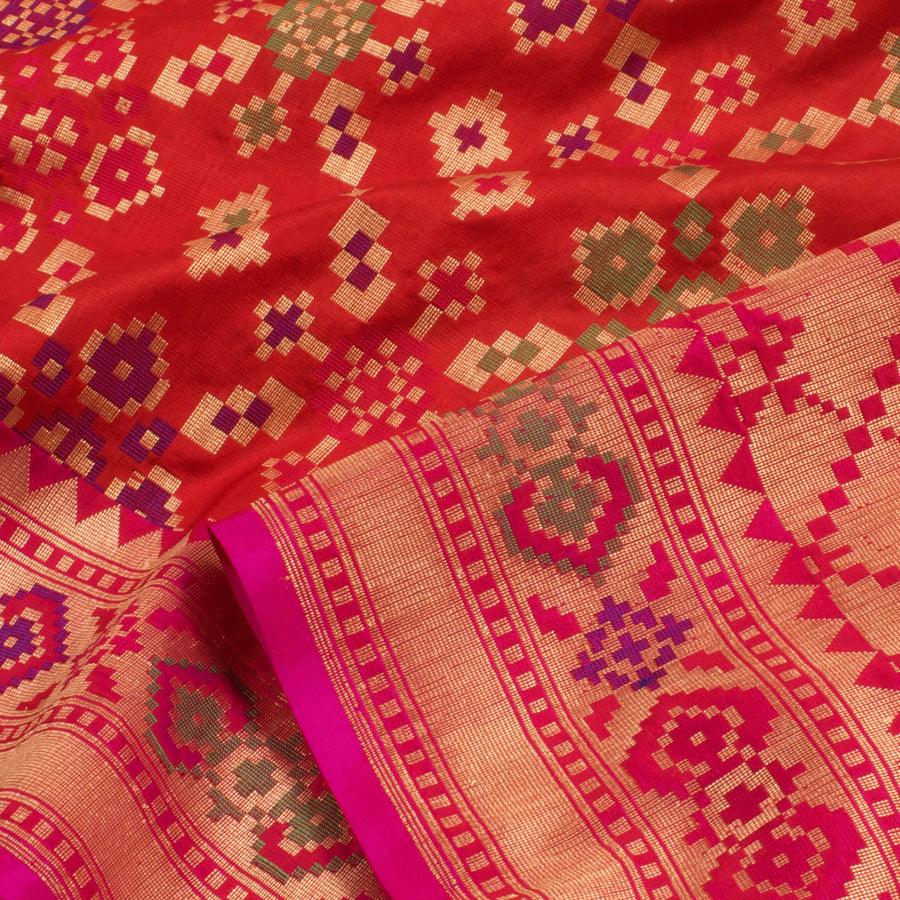 Handloom Patola Banarasi Katrua Katan Silk Saree with Meenakari Design