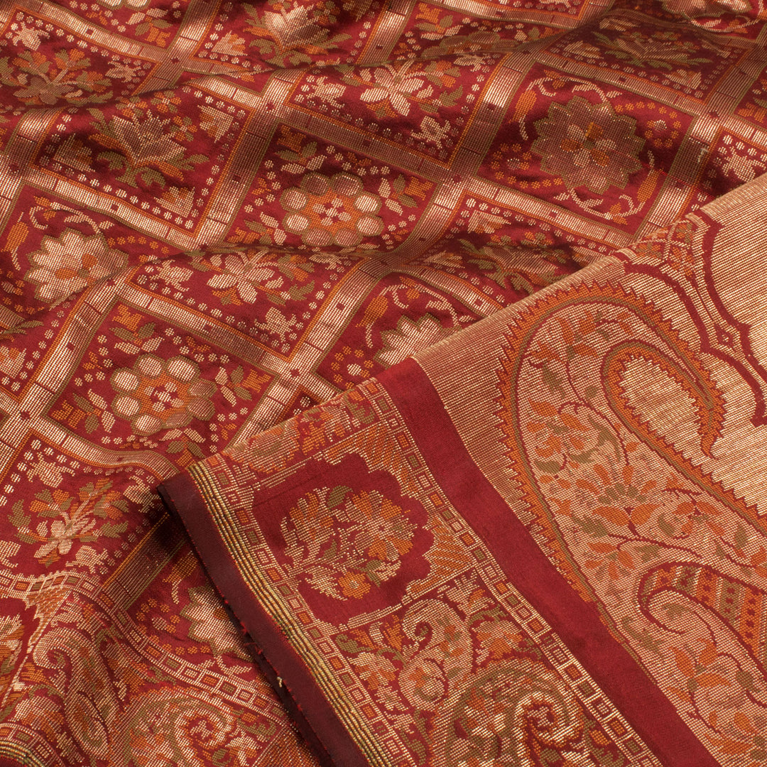 Handloom Banarasi Gharchola Katrua Katan Silk Saree with Floral Design