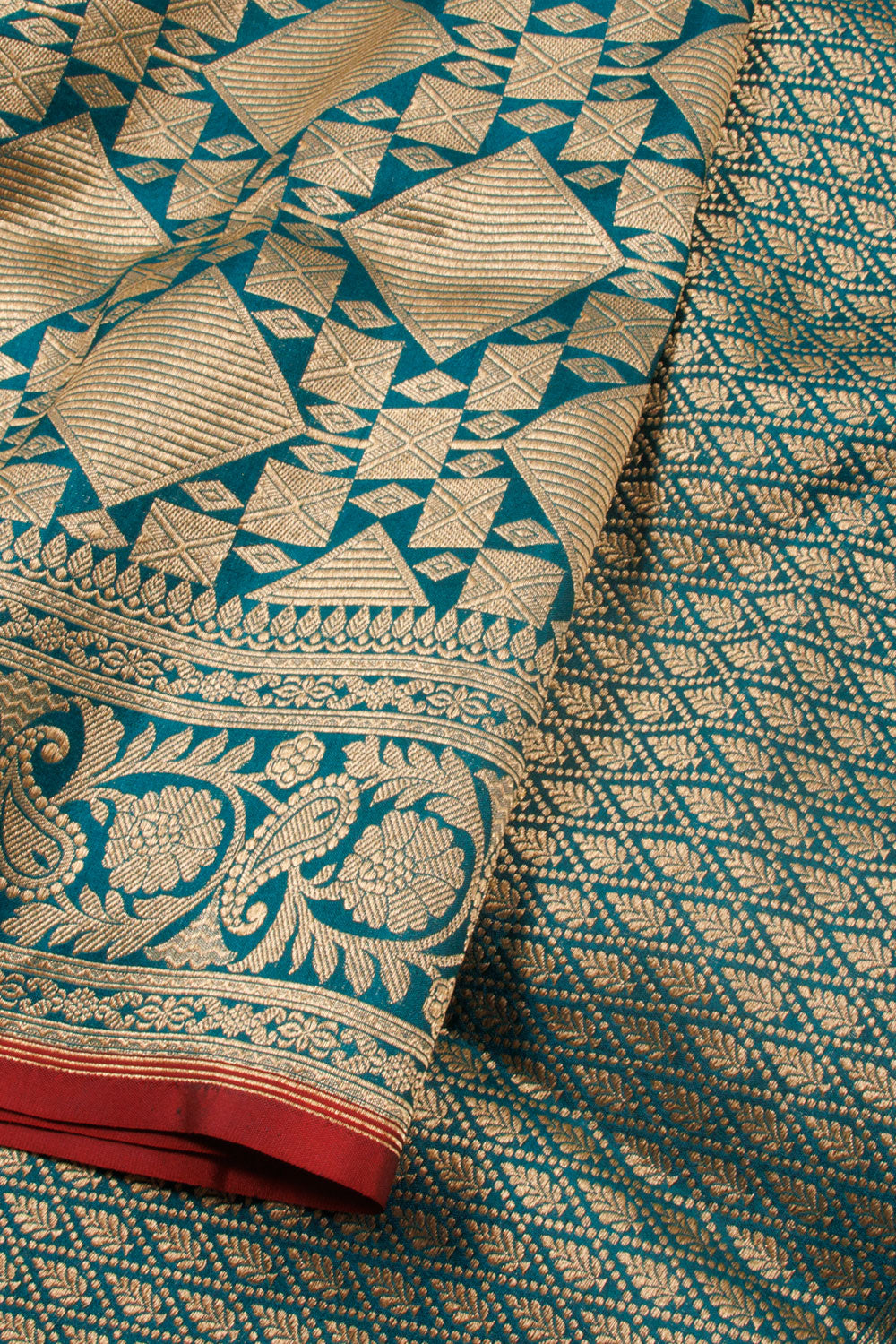 Teal Blue Handloom Brocade Banarasi Katan Silk Saree 10059841