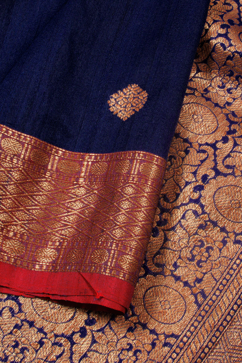 Ink Blue Handloom Banarasi Tussar Silk Saree 10059847