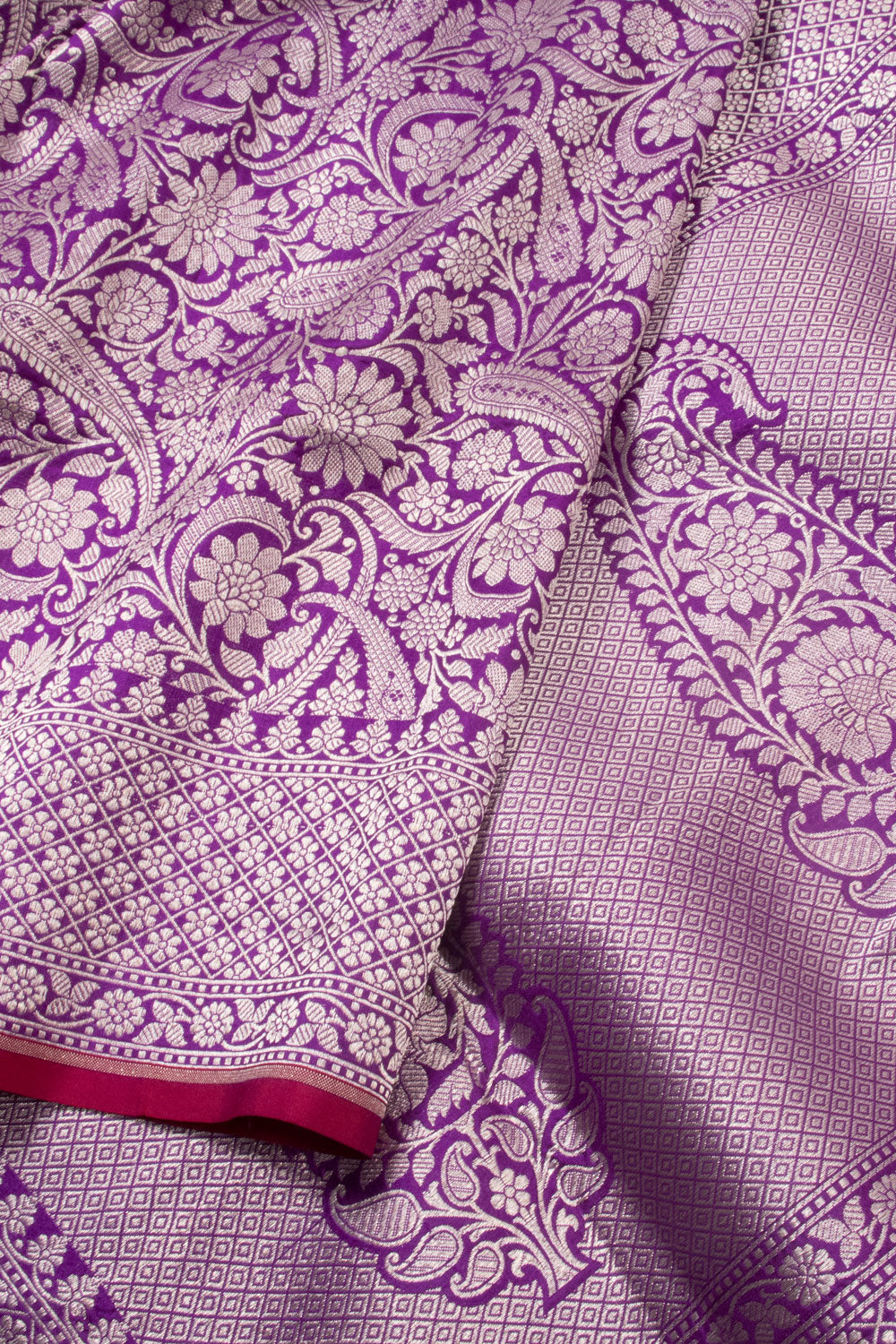 Grape Purple Handloom Brocade Banarasi Silk Saree 10059868