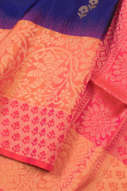 Navy Blue Handloom Kanjivaram Soft Silk Saree 10058477