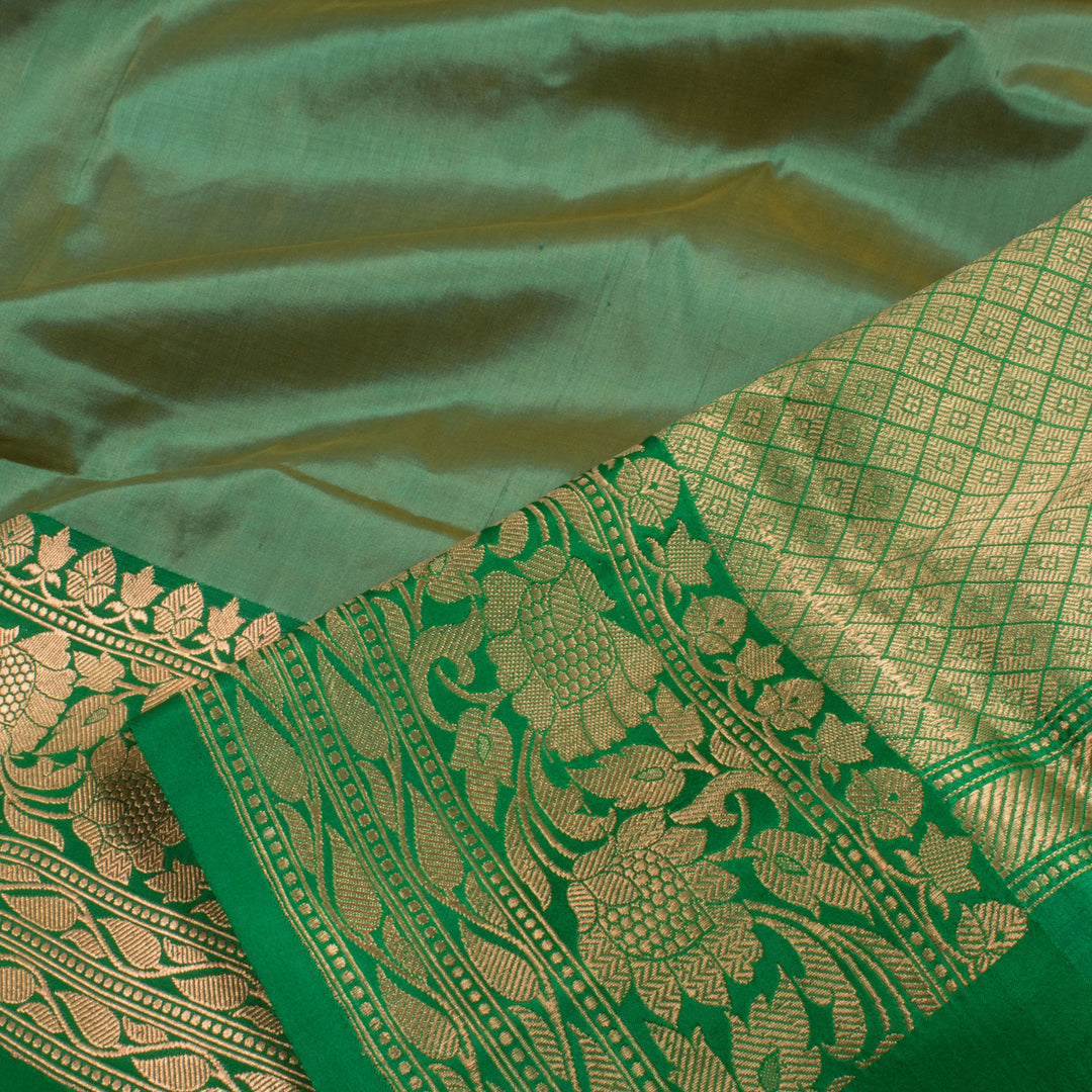 Handloom Banarasi Katan Silk Saree with Floral Design Satin Border
