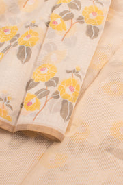 White Printed Chanderi Silk Cotton Saree 10059698