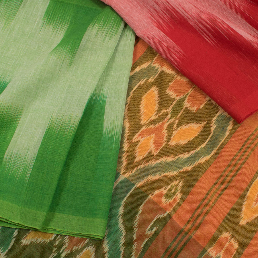 Handloom Sambalpuri Ikat Cotton Saree with Triple Colour Design
